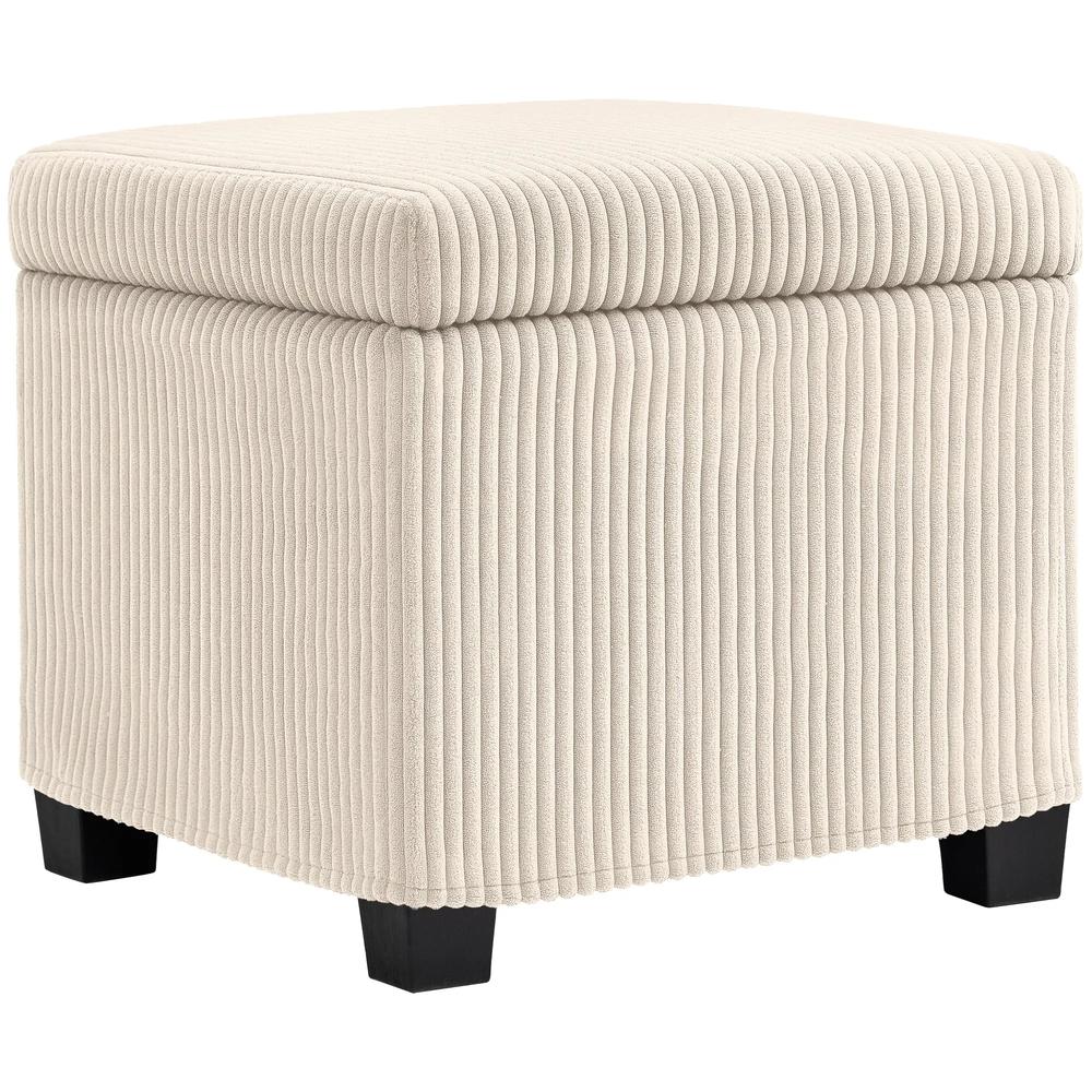 HOMCOM Storage Ottoman Bench, Corduroy Storage Chest Box with Wooden Legs, 40cm Bed End Bench for Living Room, Bedroom, Entryway