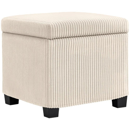 HOMCOM Storage Ottoman Bench, Corduroy Storage Chest Box with Wooden Legs, 40cm Bed End Bench for Living Room, Bedroom, Entryway