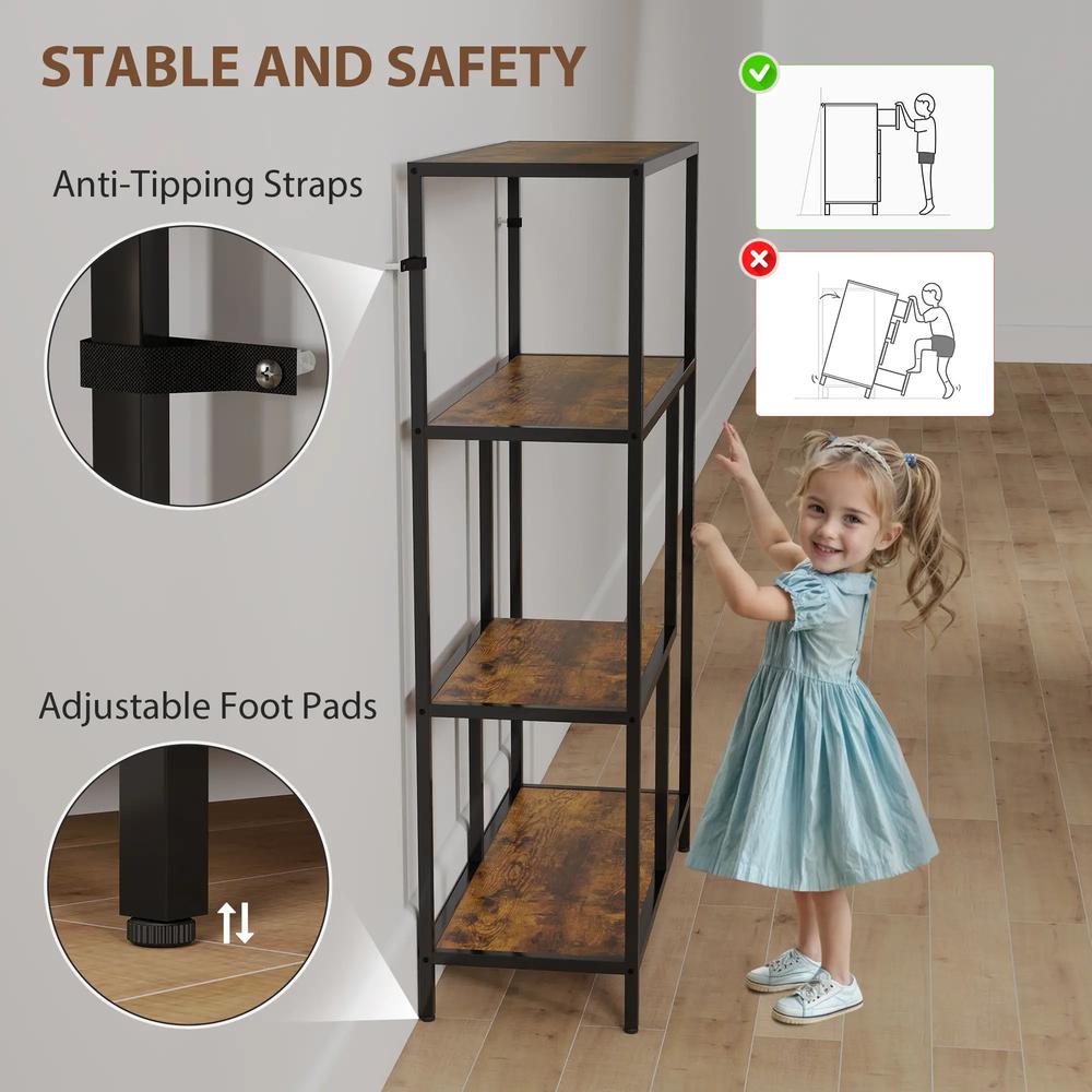HOMCOM 4-Tier Bookshelf with Open Shelves Additional View 16
