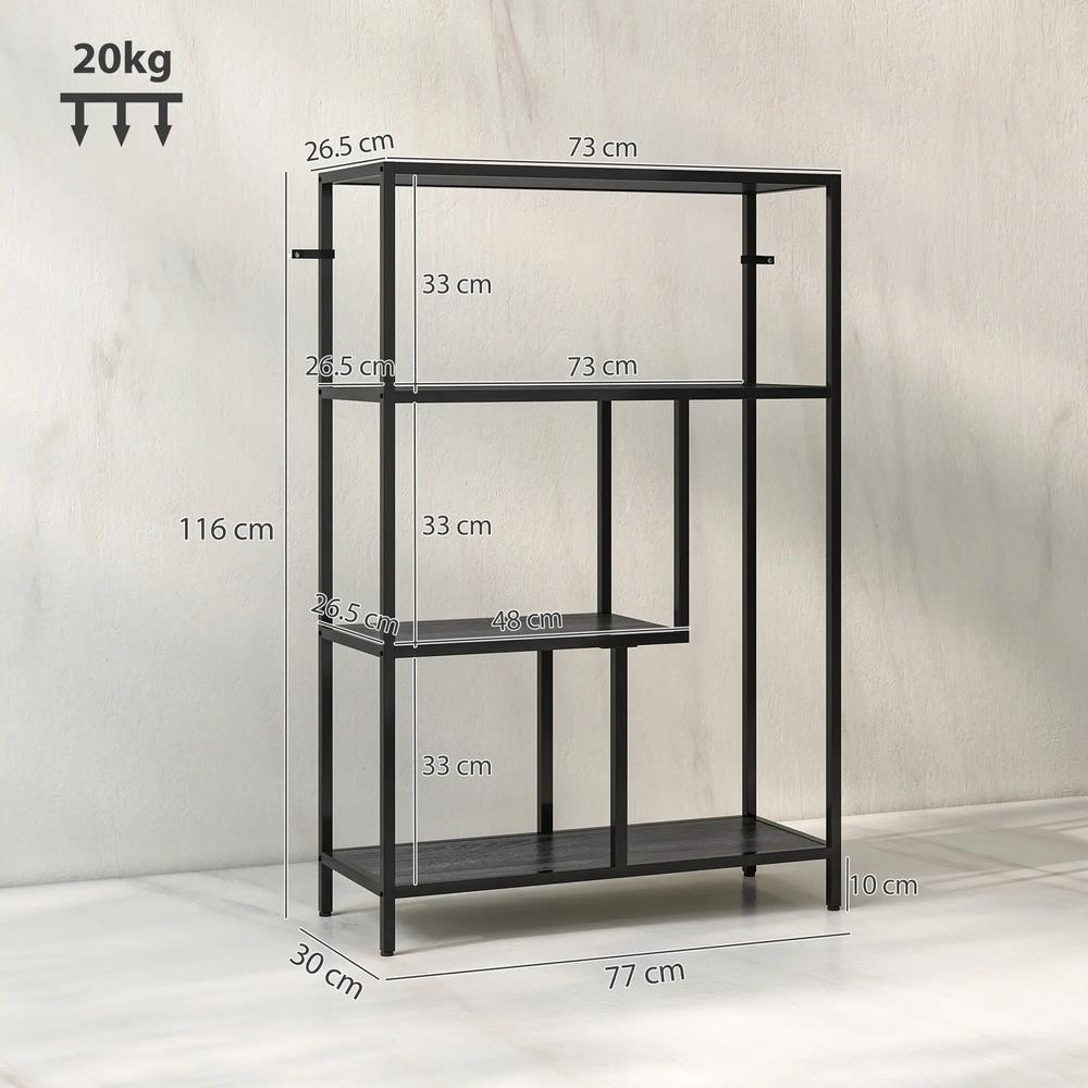 HOMCOM 4-Tier Bookshelf with Open Shelves Additional View 3