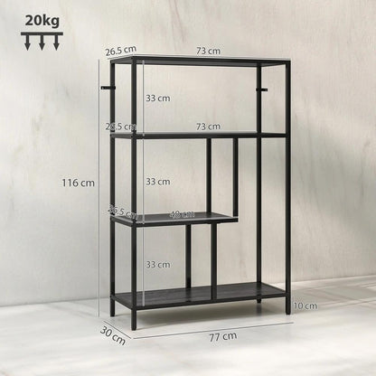 HOMCOM 4-Tier Bookshelf with Open Shelves Additional View 3