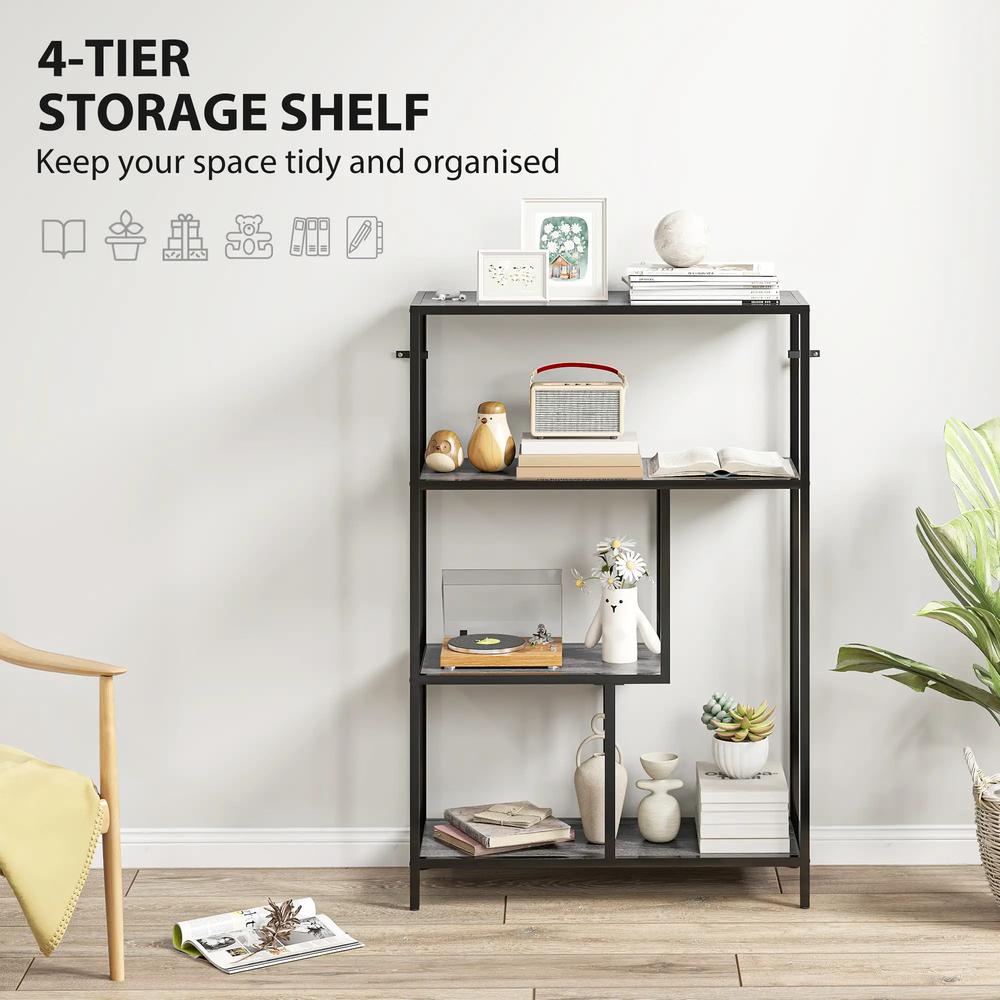 HOMCOM 4-Tier Bookshelf with Open Shelves Additional View 4