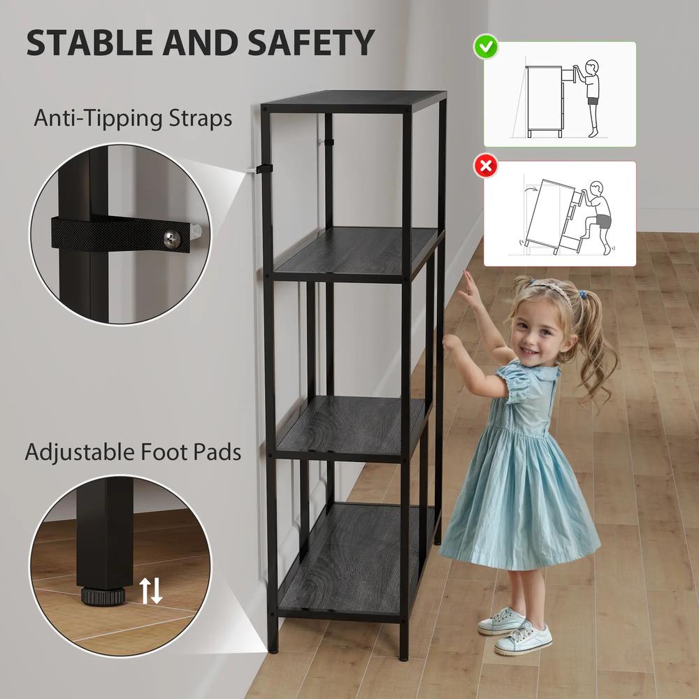 HOMCOM 4-Tier Bookshelf with Open Shelves Additional View 5
