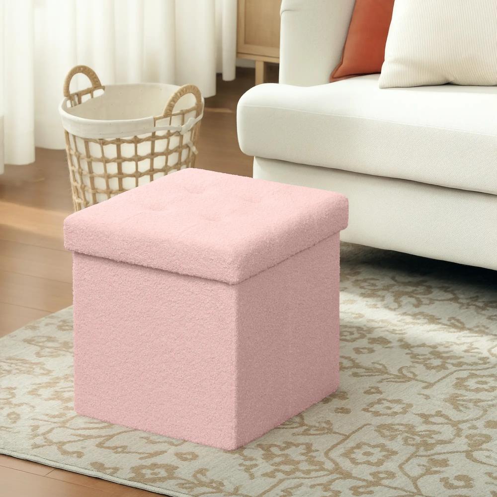 HOMCOM Foldable Sherpa Fleece Storage Ottoman Additional View 13