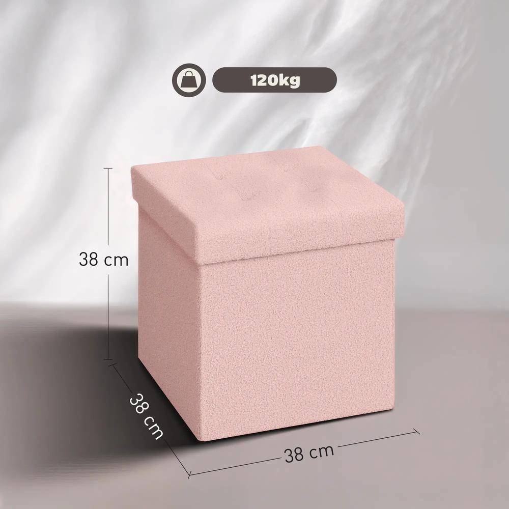 HOMCOM Foldable Sherpa Fleece Storage Ottoman Additional View 14