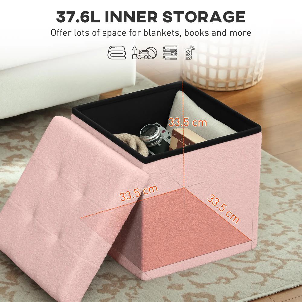 HOMCOM Foldable Sherpa Fleece Storage Ottoman Additional View 15