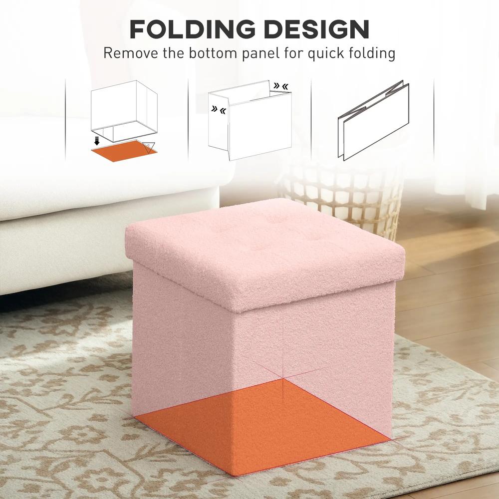 HOMCOM Foldable Sherpa Fleece Storage Ottoman Additional View 17