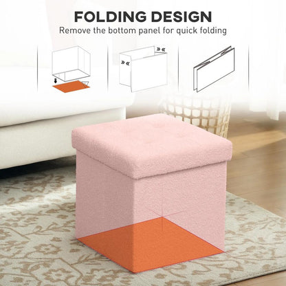 HOMCOM Foldable Sherpa Fleece Storage Ottoman Additional View 17