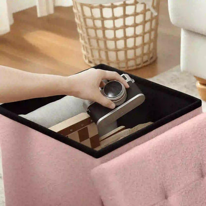 HOMCOM Foldable Sherpa Fleece Storage Ottoman Additional View 18