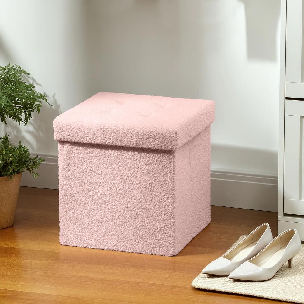 HOMCOM Foldable Sherpa Fleece Storage Ottoman Additional View 19