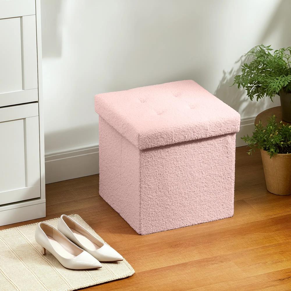 HOMCOM Foldable Sherpa Fleece Storage Ottoman Additional View 21