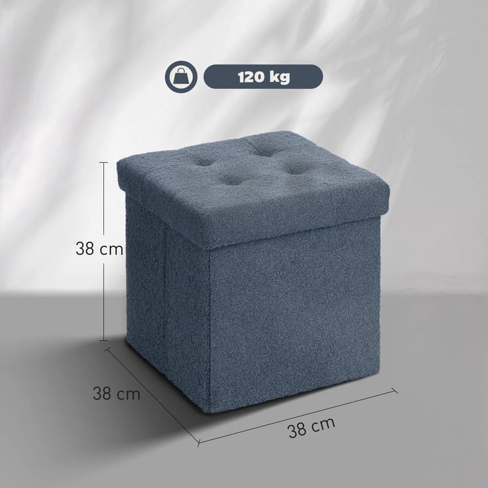HOMCOM Foldable Sherpa Fleece Storage Ottoman Additional View 3