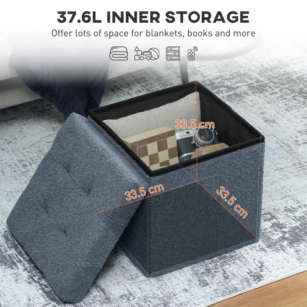 HOMCOM Foldable Sherpa Fleece Storage Ottoman Additional View 4