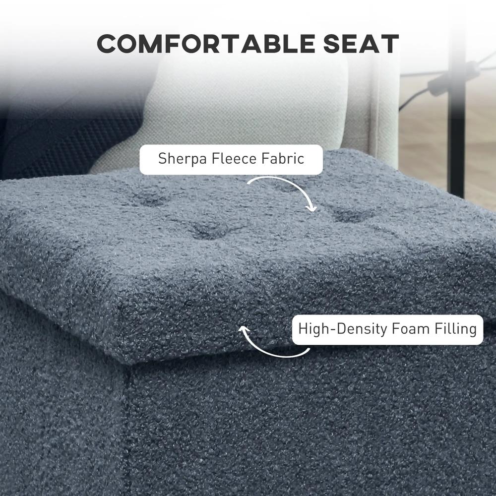 HOMCOM Foldable Sherpa Fleece Storage Ottoman Additional View 5