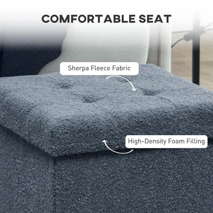 HOMCOM Foldable Sherpa Fleece Storage Ottoman Additional View 5