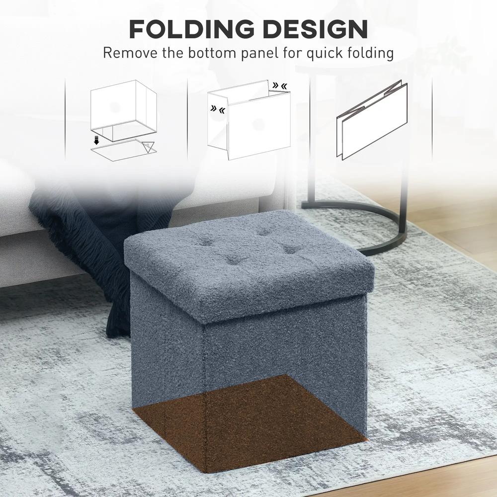 HOMCOM Foldable Sherpa Fleece Storage Ottoman Additional View 6