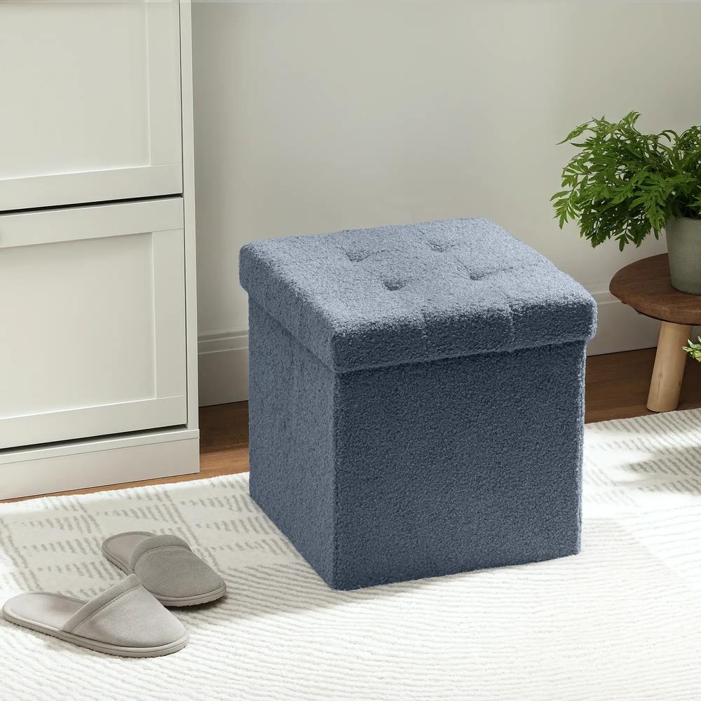 HOMCOM Foldable Sherpa Fleece Storage Ottoman Additional View 7