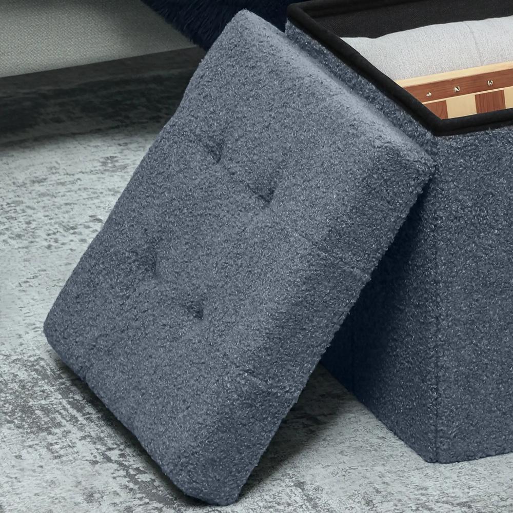 HOMCOM Foldable Sherpa Fleece Storage Ottoman Additional View 9