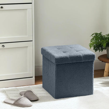 HOMCOM Foldable Sherpa Fleece Storage Ottoman Additional View 10
