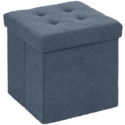 HOMCOM Foldable Sherpa Fleece Storage Ottoman