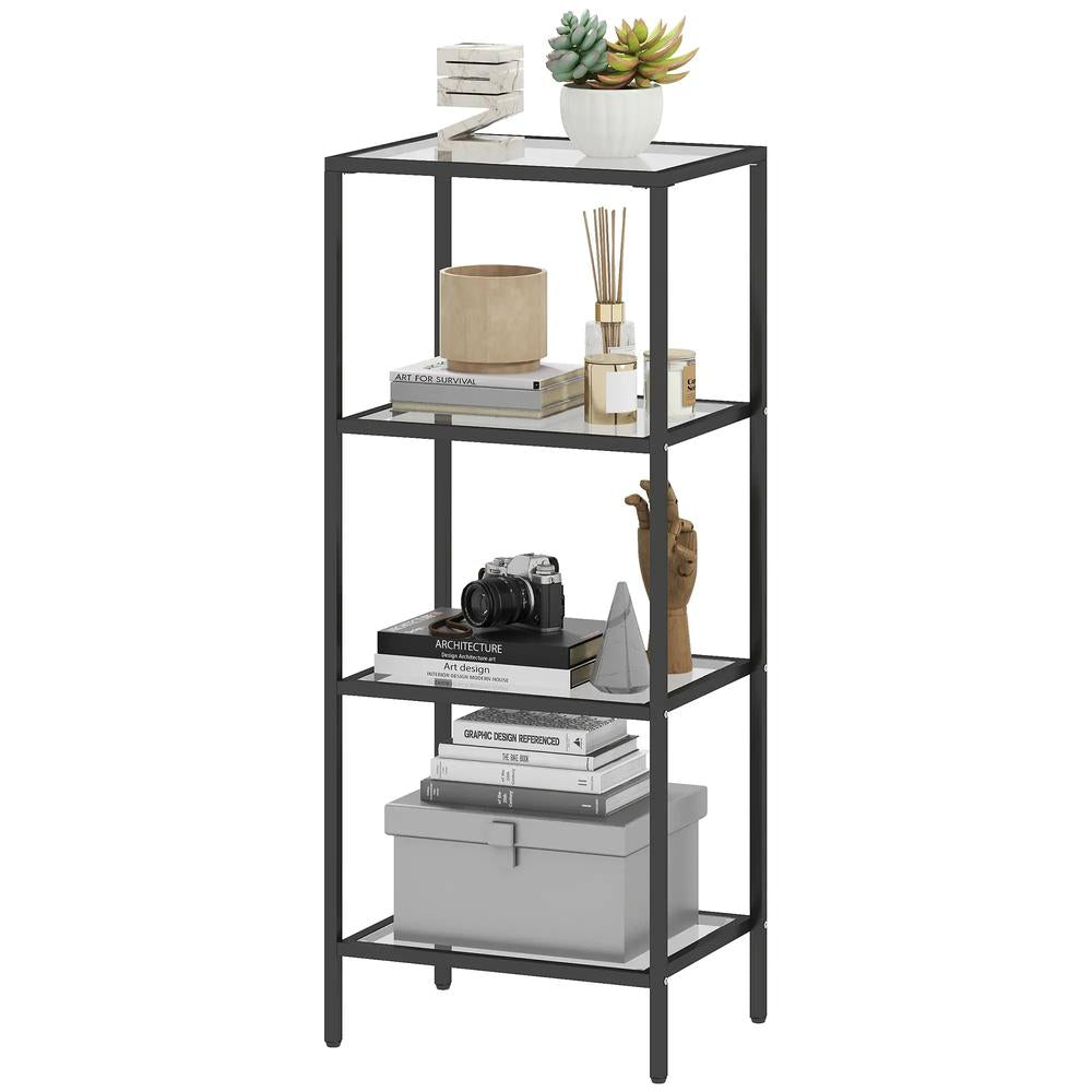HOMCOM 4-Tier Shelving Unit, Glass Shelf, Vertical Storage Shelf for Living Room, Home Office, Bedroom, Bathroom Additional View 11