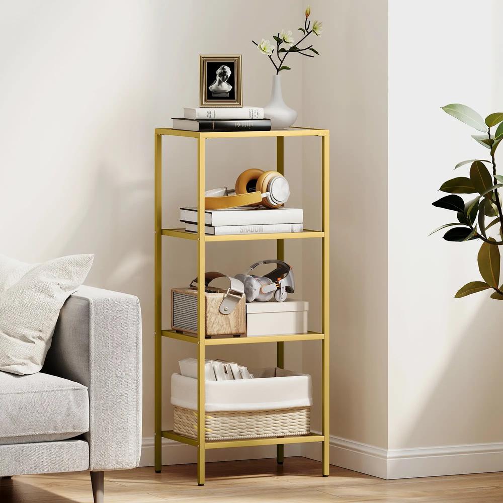 HOMCOM 4-Tier Shelving Unit, Glass Shelf, Vertical Storage Shelf for Living Room, Home Office, Bedroom, Bathroom Additional View 13