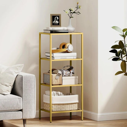 HOMCOM 4-Tier Shelving Unit, Glass Shelf, Vertical Storage Shelf for Living Room, Home Office, Bedroom, Bathroom Additional View 13
