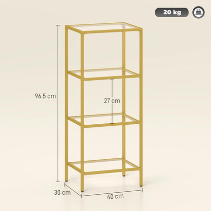 HOMCOM 4-Tier Shelving Unit, Glass Shelf, Vertical Storage Shelf for Living Room, Home Office, Bedroom, Bathroom Additional View 14