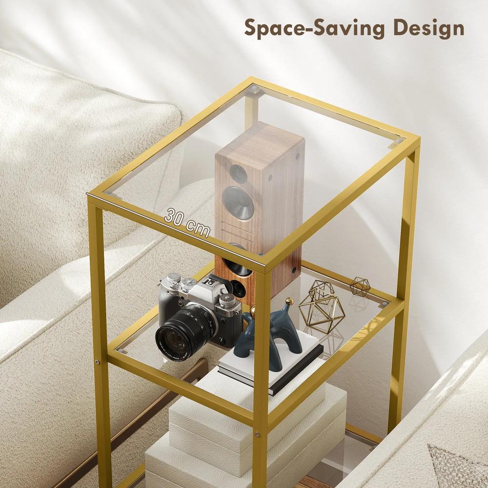 HOMCOM 4-Tier Shelving Unit, Glass Shelf, Vertical Storage Shelf for Living Room, Home Office, Bedroom, Bathroom Additional View 16