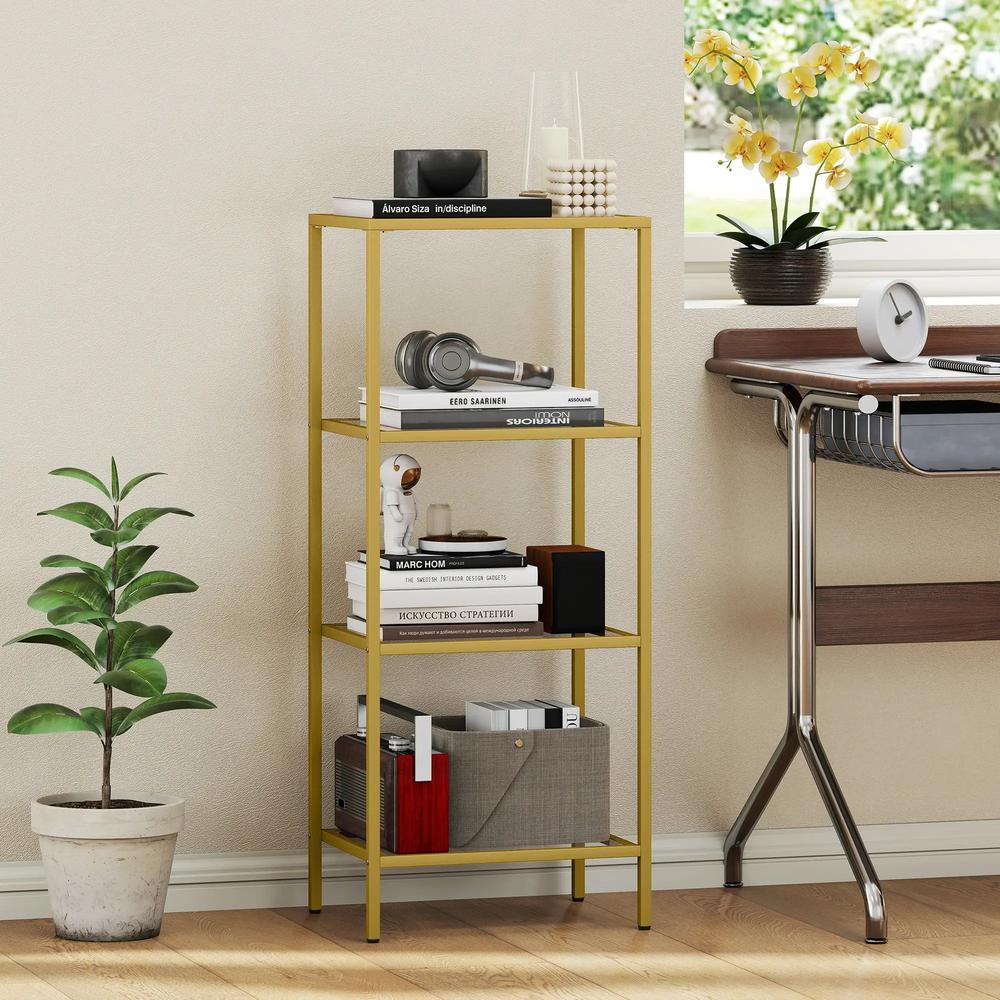 HOMCOM 4-Tier Shelving Unit, Glass Shelf, Vertical Storage Shelf for Living Room, Home Office, Bedroom, Bathroom Additional View 18