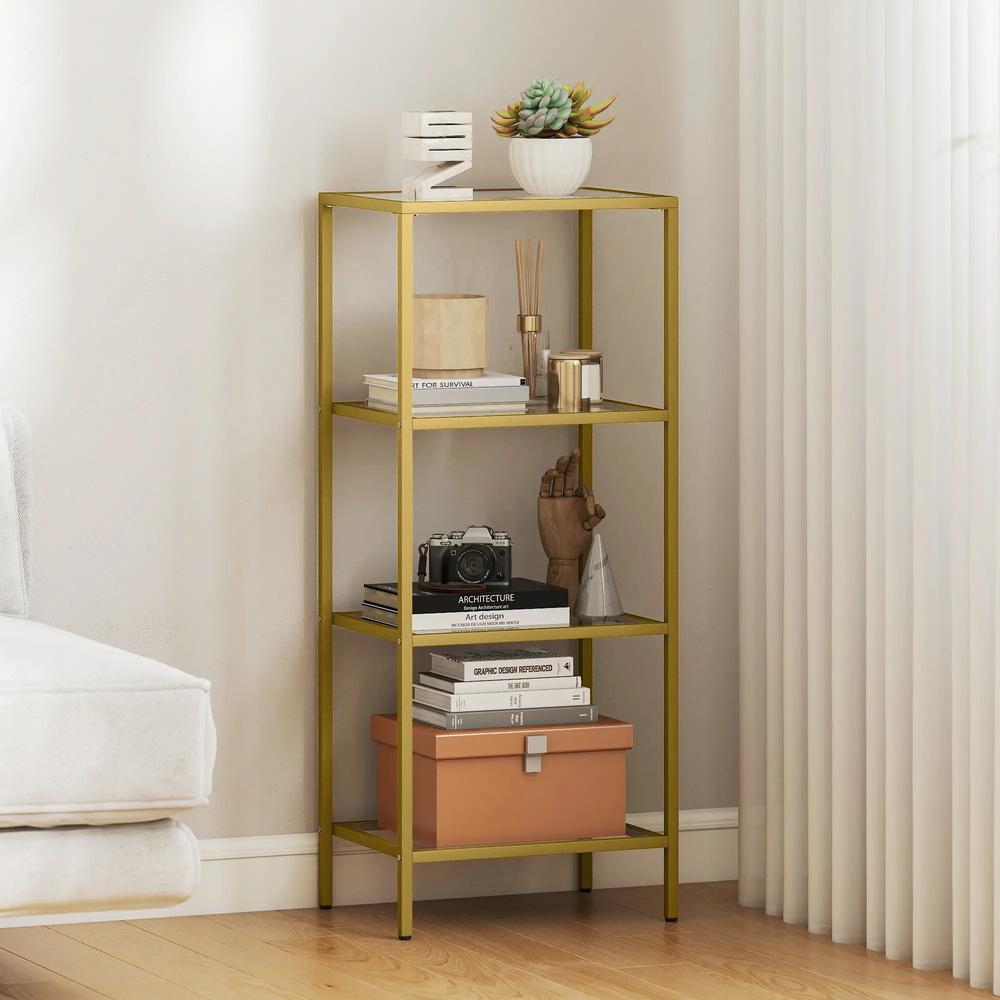 HOMCOM 4-Tier Shelving Unit, Glass Shelf, Vertical Storage Shelf for Living Room, Home Office, Bedroom, Bathroom Additional View 21