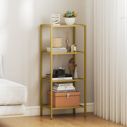 HOMCOM 4-Tier Shelving Unit, Glass Shelf, Vertical Storage Shelf for Living Room, Home Office, Bedroom, Bathroom Additional View 21