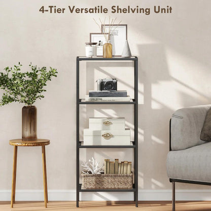 HOMCOM 4-Tier Shelving Unit, Glass Shelf, Vertical Storage Shelf for Living Room, Home Office, Bedroom, Bathroom Additional View 4