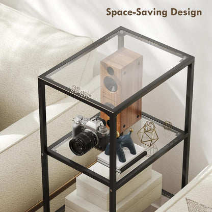 HOMCOM 4-Tier Shelving Unit, Glass Shelf, Vertical Storage Shelf for Living Room, Home Office, Bedroom, Bathroom Additional View 5