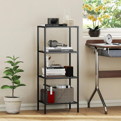 HOMCOM 4-Tier Shelving Unit, Glass Shelf, Vertical Storage Shelf for Living Room, Home Office, Bedroom, Bathroom Additional View 7