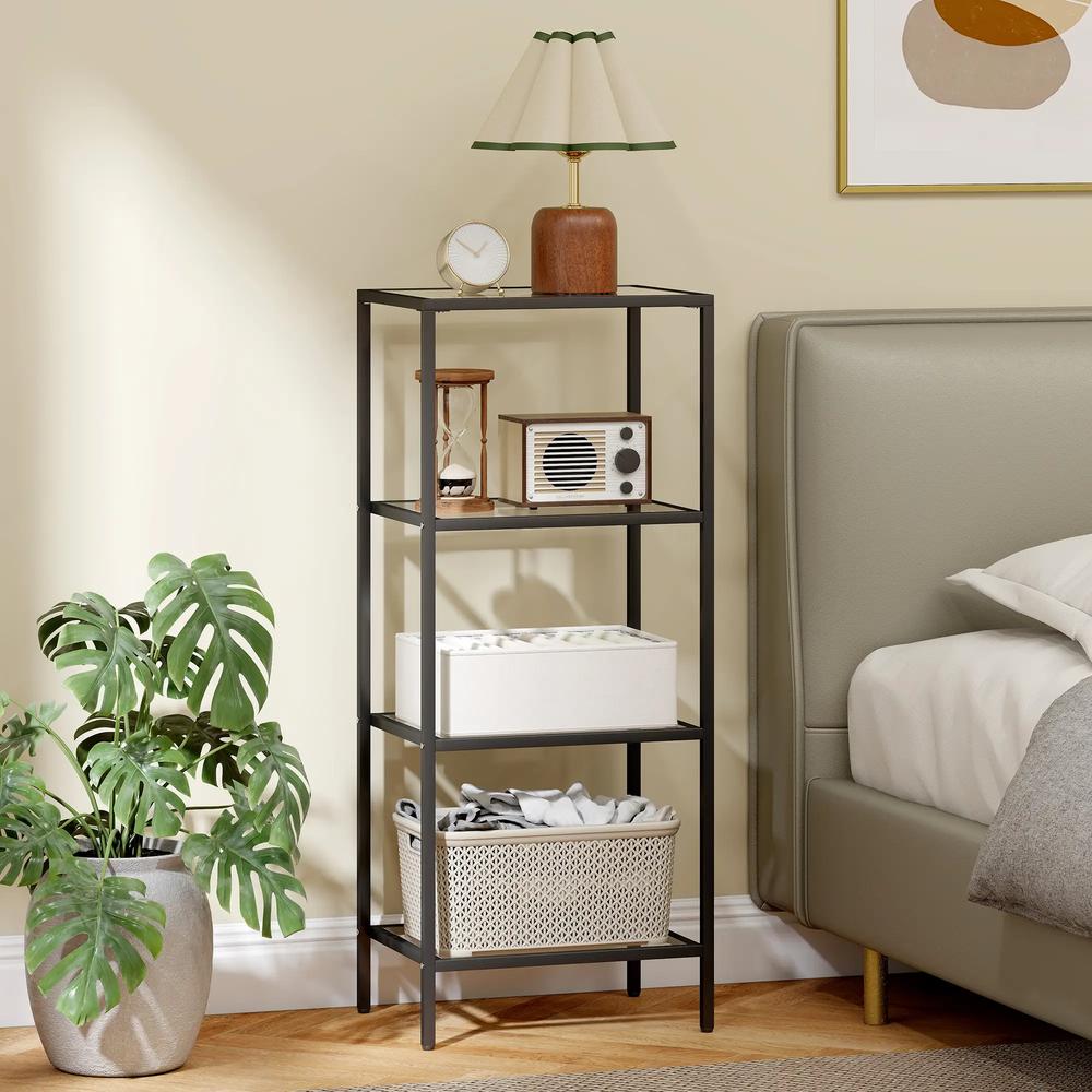 HOMCOM 4-Tier Shelving Unit, Glass Shelf, Vertical Storage Shelf for Living Room, Home Office, Bedroom, Bathroom Additional View 8