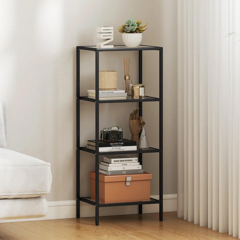 HOMCOM 4-Tier Shelving Unit, Glass Shelf, Vertical Storage Shelf for Living Room, Home Office, Bedroom, Bathroom Additional View 10