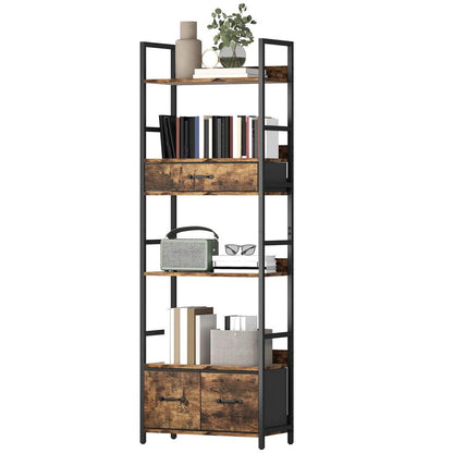 HOMCOM Industrial Style Bookcase, with 4 Shelves and 3 Fabric Drawers Additional View 11