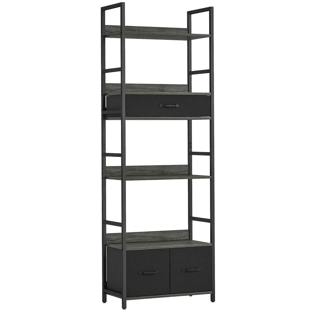 HOMCOM Industrial Style Bookcase, with 4 Shelves and 3 Fabric Drawers Additional View 12