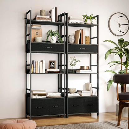 HOMCOM Industrial Style Bookcase, with 4 Shelves and 3 Fabric Drawers Additional View 20