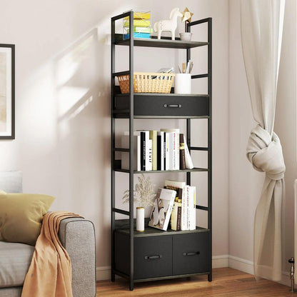 HOMCOM Industrial Style Bookcase, with 4 Shelves and 3 Fabric Drawers Additional View 21