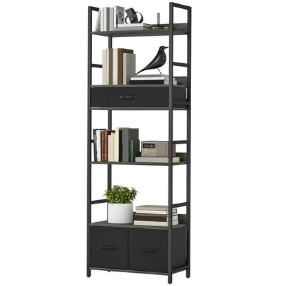 HOMCOM Industrial Style Bookcase, with 4 Shelves and 3 Fabric Drawers Additional View 22