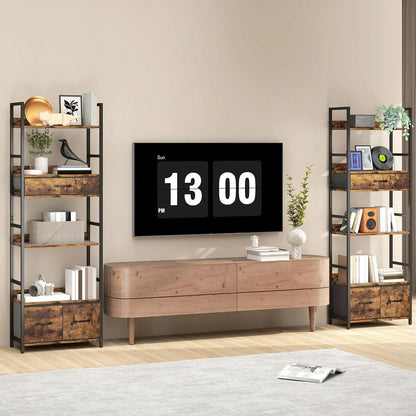 HOMCOM Industrial Style Bookcase, with 4 Shelves and 3 Fabric Drawers Additional View 8