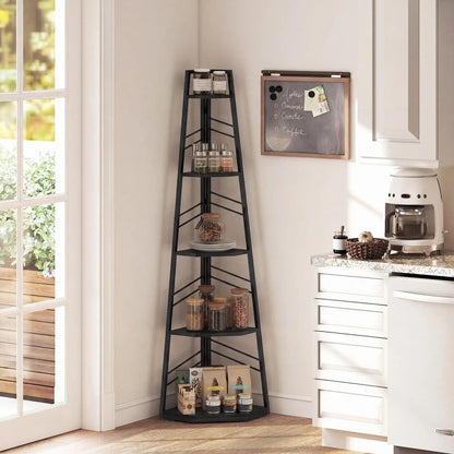 HOMCOM Corner Bookcase, 5-Tier Floor Standing Bookshelf, Shelving Unit for Living Room, Study, Bedroom Additional View 20