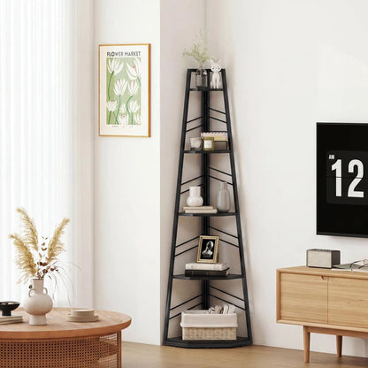 HOMCOM Corner Bookcase, 5-Tier Floor Standing Bookshelf, Shelving Unit for Living Room, Study, Bedroom Additional View 21