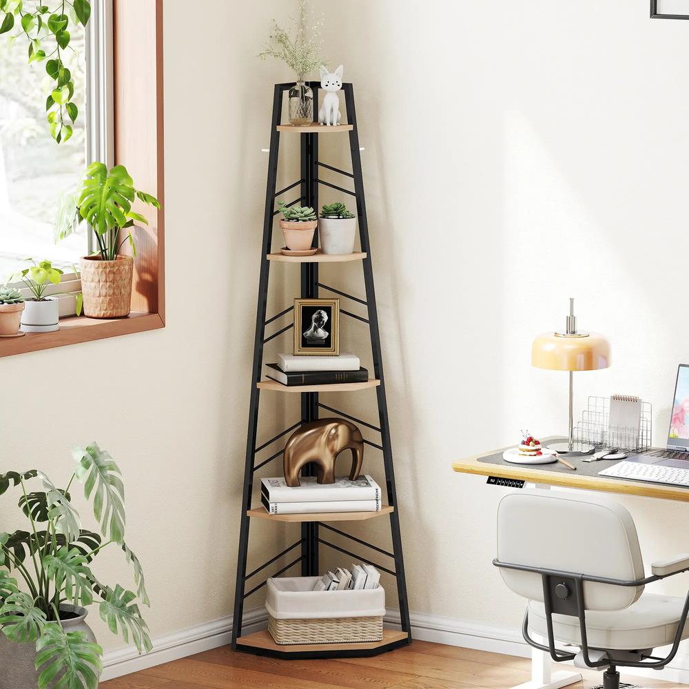 HOMCOM Corner Bookcase, 5-Tier Floor Standing Bookshelf, Shelving Unit for Living Room, Study, Bedroom Additional View 7