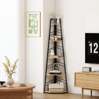 HOMCOM Corner Bookcase, 5-Tier Floor Standing Bookshelf, Shelving Unit for Living Room, Study, Bedroom Additional View 10