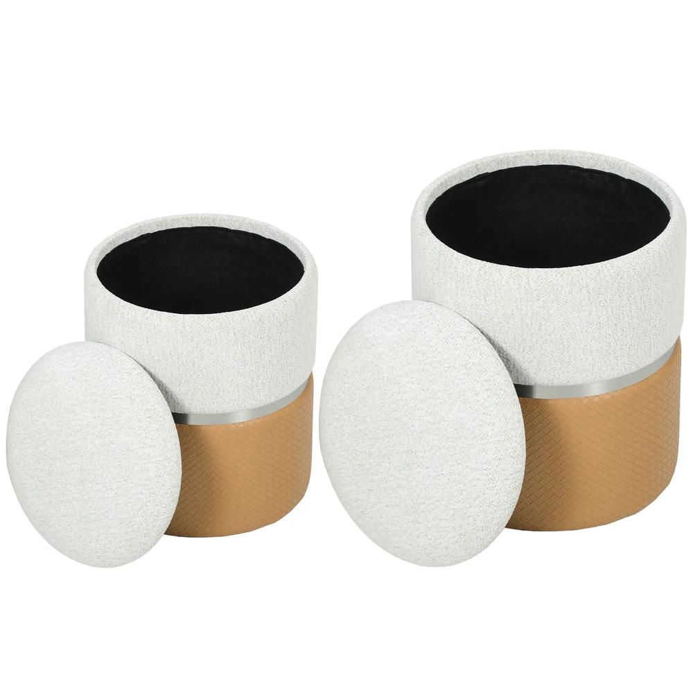 HOMCOM Nesting Round Ottoman with Storage Set of 2 Additional View 11