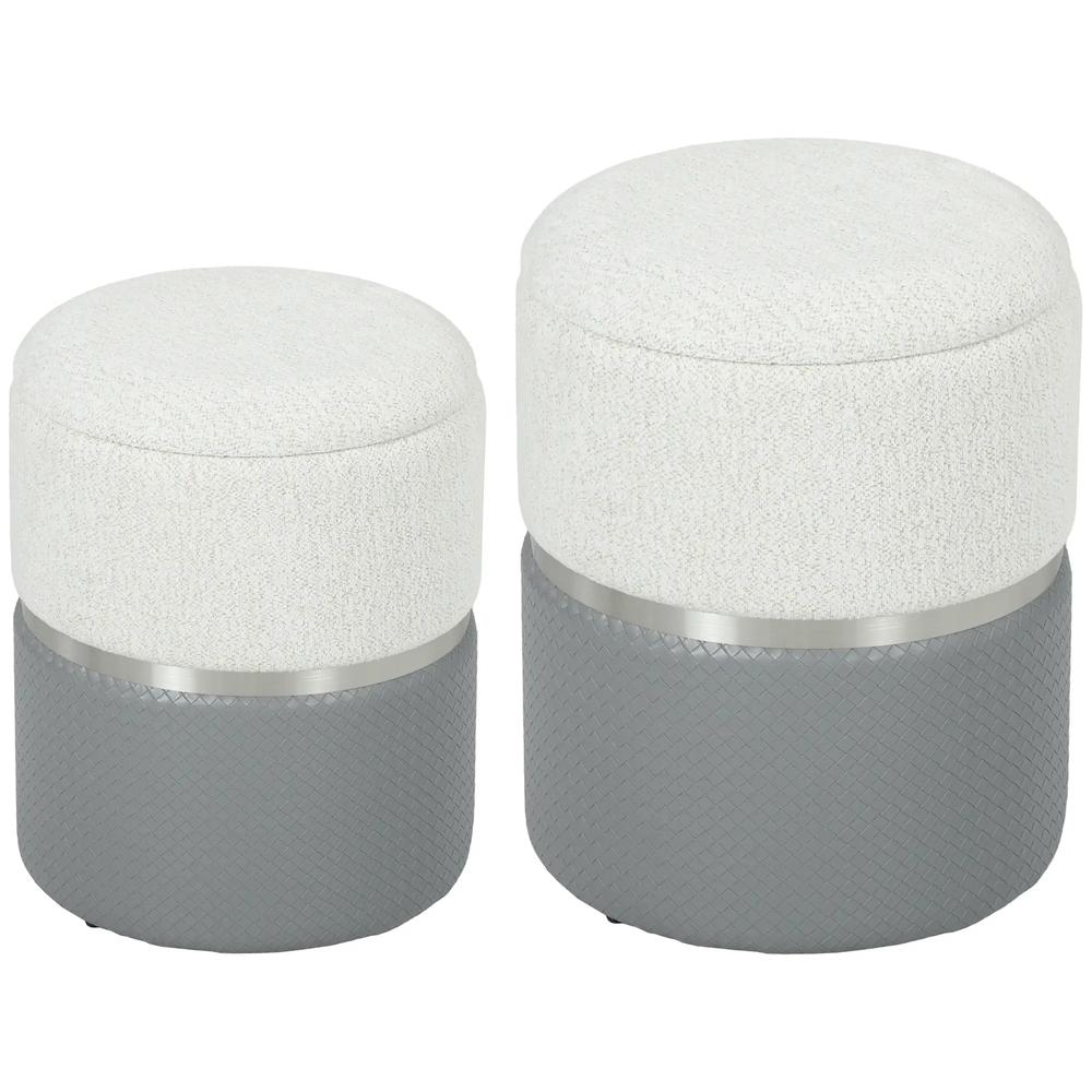 HOMCOM Nesting Round Ottoman with Storage Set of 2 Additional View 12