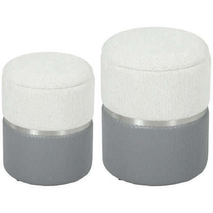 HOMCOM Nesting Round Ottoman with Storage Set of 2 Additional View 12